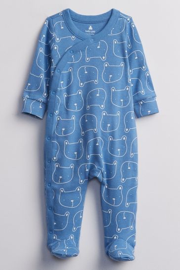 Gap Blue Brannan Bear Long Sleeve Baby Sleepsuit (Newborn - 24mths)