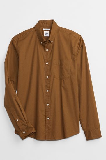 stretch poplin shirt in untucked fit