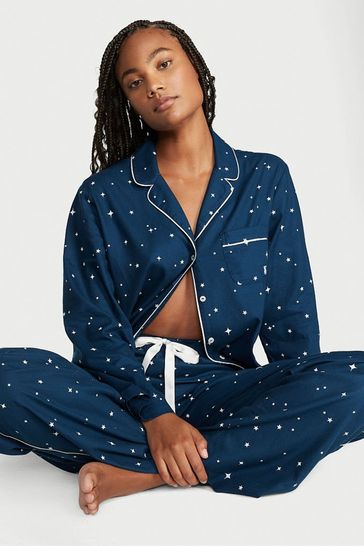 Buy Victoria s Secret Academy Blue Stars Flannel Long Pyjamas from