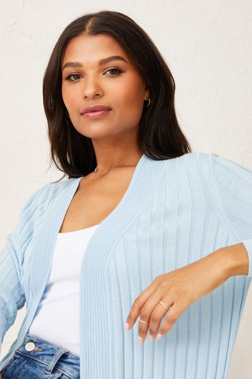 Blue ribbed hot sale cardigan