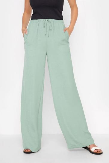 Long Tall Sally Green Washed Twill Wide Leg Trousers