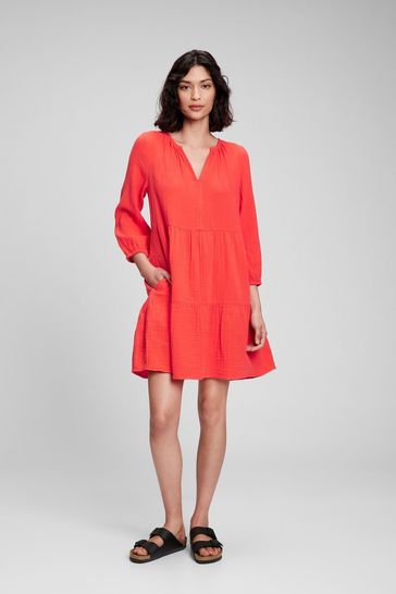 Gap Red Tiered Mini Dress