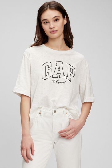 Buy Gap White Logo Easy T Shirt from Next Luxembourg