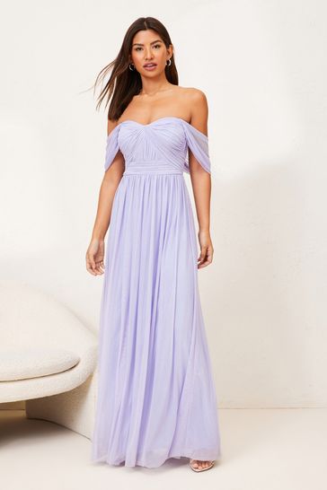 Lipsy Purple Bridesmaid Drape Bust Maxi Dress