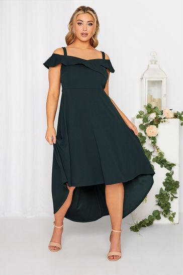 Yours Curve Black High Low Bardot Dress