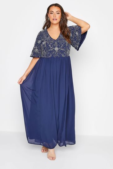 Buy Yours Curve Blue Floral Embellished Maxi Dress from Next