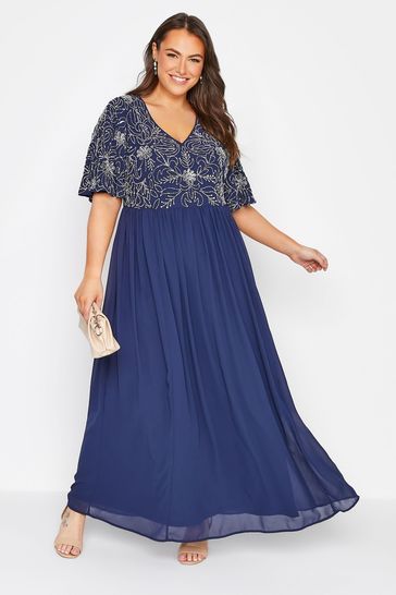 Blue floral dress plus on sale size