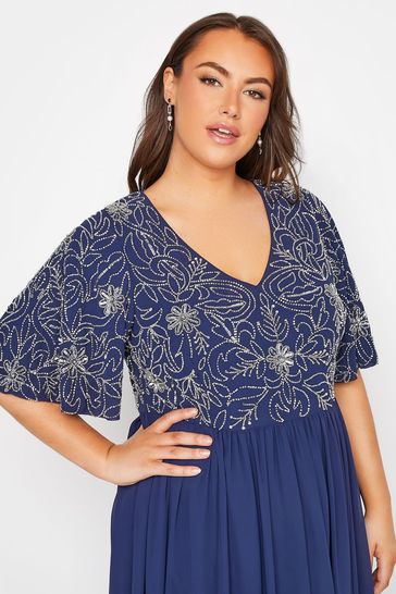 Blue floral 2025 dress plus size