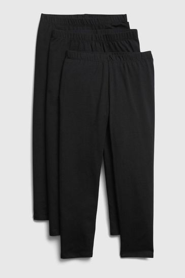 Buy Gap Black Organic Cotton Capri Leggings 3 Pack from Next