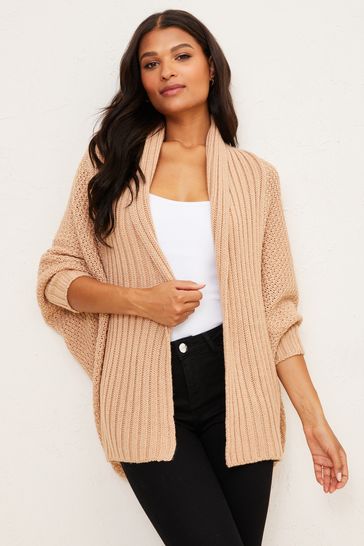Lipsy Camel Knitted Cocoon Cardigan