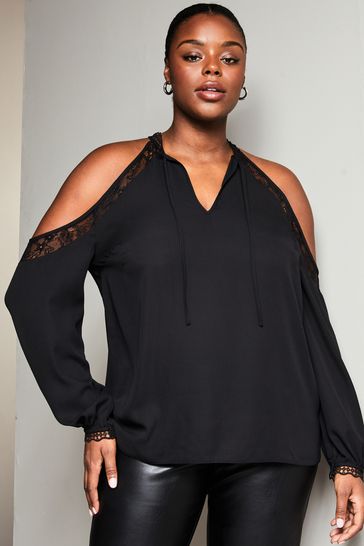Lipsy black online cold shoulder top