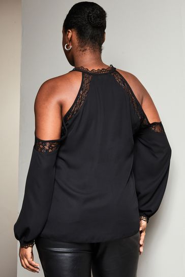 Lipsy lace cold shoulder top best sale