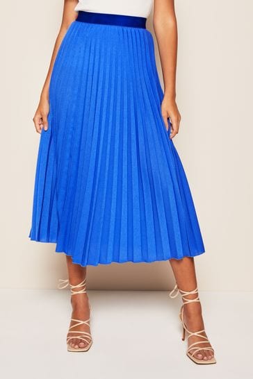 Friends Like These Blue Regular Pleat Midi Skirt