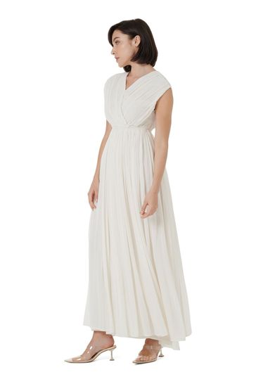 Buy leem Cream Draped Sleeveless V Neck Dress from Next Ireland