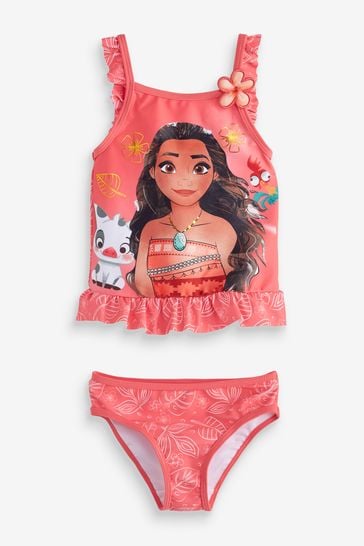 Brand Threads Pink Disney Moana Girls Recycled Poly Swimsuit Ages 1-7Yrs