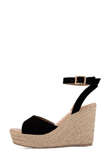 Buy South Beach Black Ankle Wrap Wedge Espadrille from Next Luxembourg