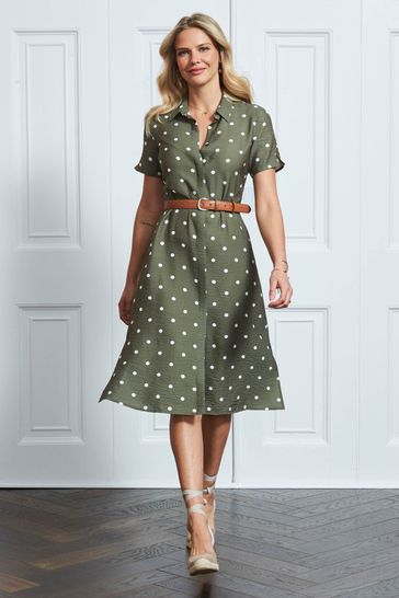 Green spot shirt dress online