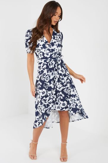 Quiz blue floral dress best sale
