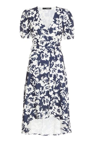 Quiz floral dip hem dress sale