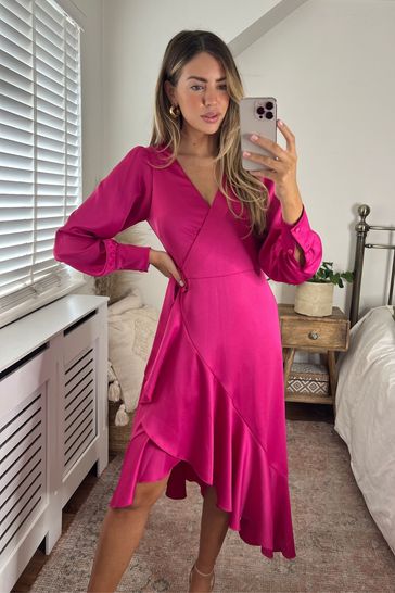 Style Cheat Pink Charlotte Wrap Midi Dress