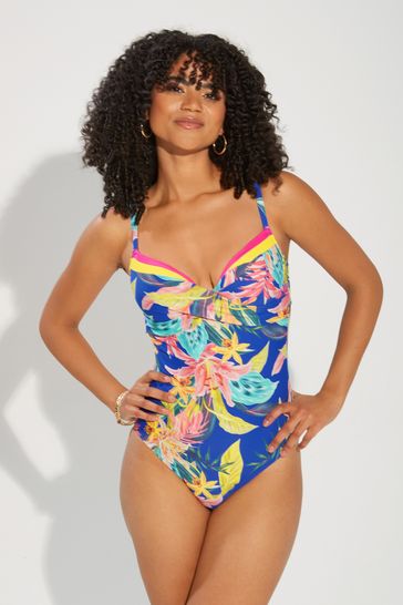 Pour Moi Blue In The Mix Lightly Padded Underwired Swimsuit