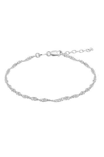 Simply Silver Silver 925 Diamond Cut Singapore Chain Bracelet