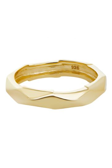 Simply Silver 14ct Gold - S 925 Geo Ring