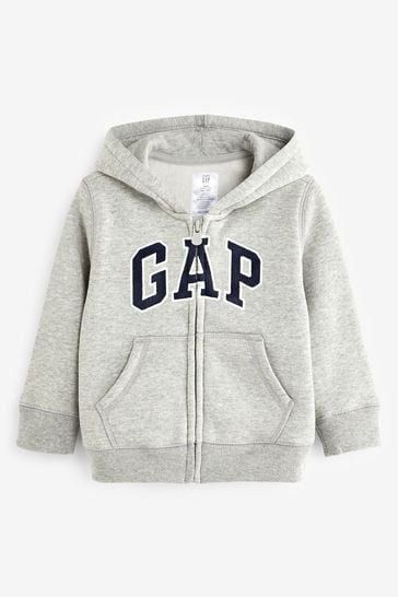 Gap Light Grey Logo Zip Up Hoodie