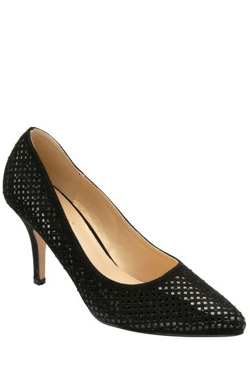 Lotus Footwear Black Diamante Pointed Toe Occasion Shoe