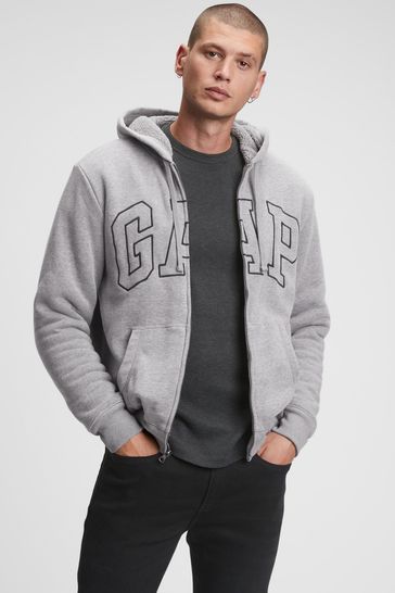 Buy Gap Sherpa-Lined Zip Up Logo Hoodie 