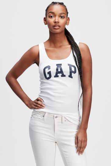 Gap White Logo Ribbed Vest