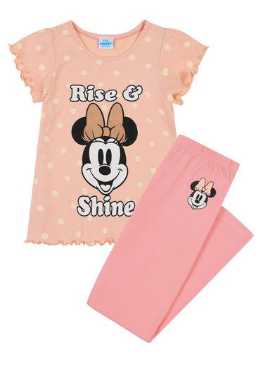 Kid Genius Pink Minnie Rise & Shine Girls Licensing Short Sleeve Long Leg Pyjamas