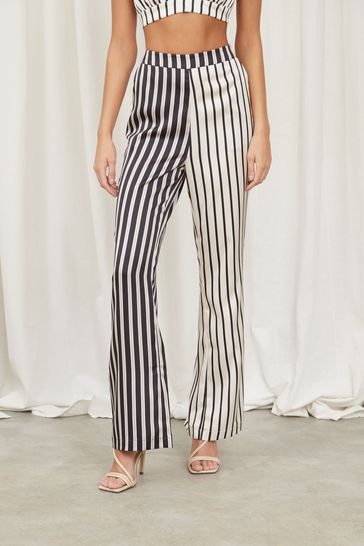 4th & Reckless Black & White Imani Trouser Stripe Print
