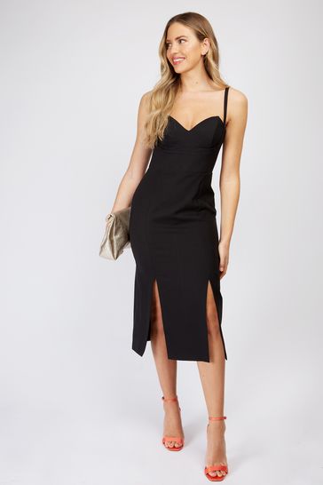 Buy Trendyol Black Midi Dress with Splits and Sweetheart Neck from Next  Luxembourg