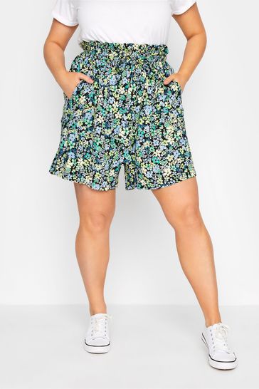 Yours Curve Green Floral Shorts