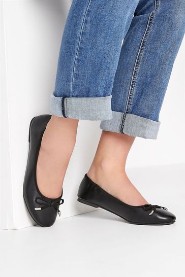 Long Tall Sally Black Wide-Fit Blaise Ballerina Shoe