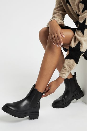 Lipsy Black Chunky Chelsea Ankle Boot