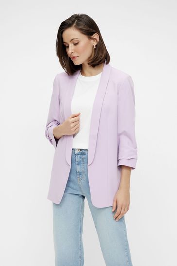 Pieces Lilac Relaxed Ruched Sleeve Workwear Blazer