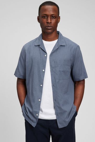 Buy Gap Blue Linen-Cotton Vacay Shirt from Next Luxembourg