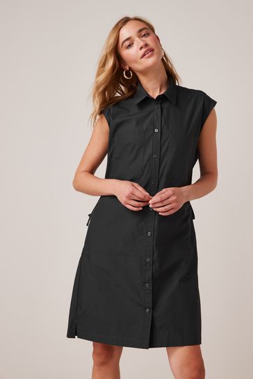 Black shirt dress with pockets 2025