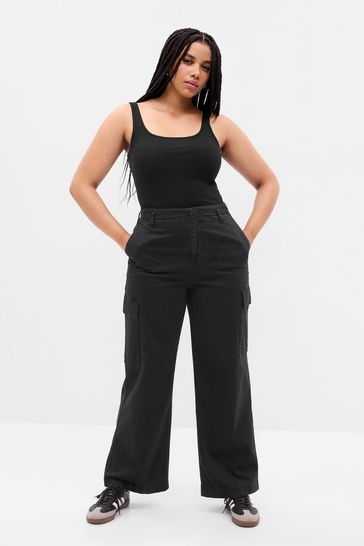 Buy Gap Black Loose Khaki Cargo Trousers from Next Luxembourg