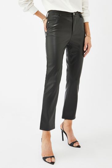 Lipsy Black faux leather Megan Straight Leg Jean