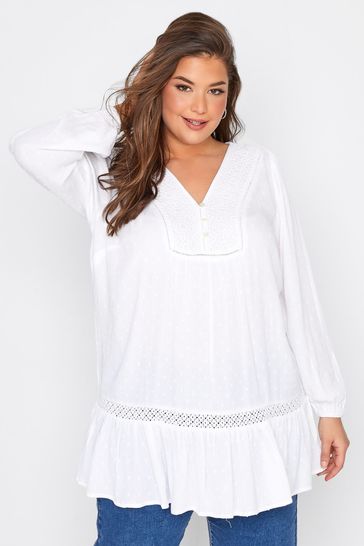 Yours Curve White Dobby Tunic