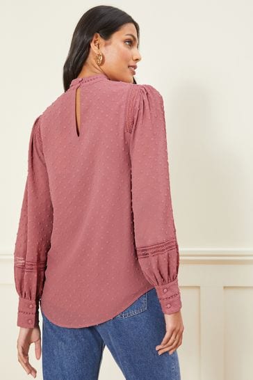 High neck shop pink blouse