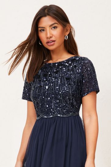 Lipsy navy sequin dress top
