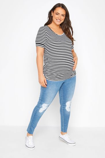 Bump It Up Maternity Blue Ripped Knee Ava Washed Out Jean