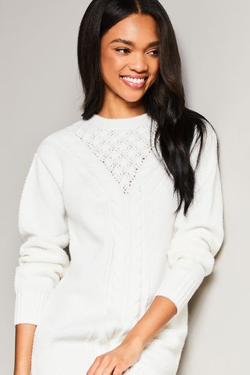 Angel Sleeve Pointelle Top Ivory, Knitwear