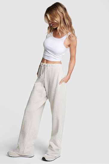 Nike premium high waist wide leg joggers in oatmeal clearance