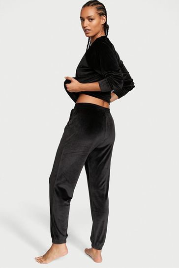Buy Victoria s Secret Pure Black Ribbed Velour Jogger from Next