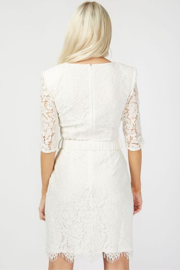 Buy Little Mistress White Lace Belted Bodycon Mini Dress from Next